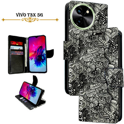 Mxkart Flip Cover for Vivo T3X 5G(Black, Pack of: 1)