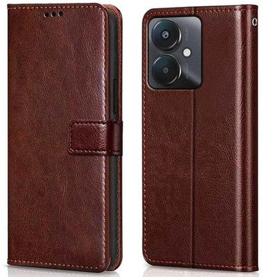 WOW Imagine Flip Cover for Mi Redmi 13C 5G | Redmi 13C 4G | Poco M6 5G | Poco C65 Card Pockets Wallet & Stand(Brown, Magnetic Case, Pack of: 1)