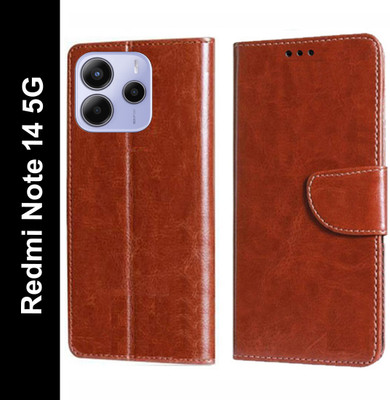 Wynhard Flip Cover for Redmi Note 14 5G, Redmi Note 14 SE 5G(Brown, Grip Case, Pack of: 1)