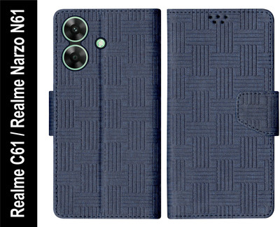 SBMS Flip Cover for Realme C61 / Realme Narzo N61 Back Cover Case with Magnatic Closure | Card & Money Pocket(Blue, Shock Proof, Pack of: 1)