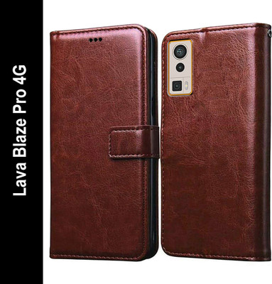 Casotec Flip Cover for Lava Blaze Pro 4G(Brown, Pack of: 1)