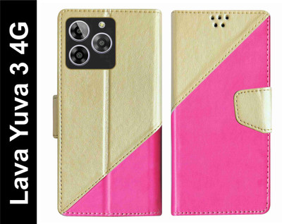 SBMS Flip Cover for Lava Yuva 3 4G Back Cover Case with Magnatic Closure(Pink, Shock Proof, Pack of: 1)