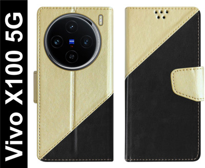 SBMS Flip Cover for Vivo X100 5G Back Cover Case with Magnatic Closure(Black, Shock Proof, Pack of: 1)