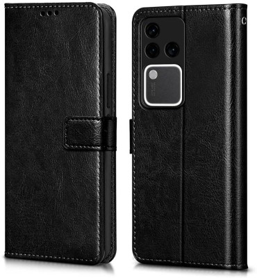 WOW Imagine Flip Cover for Vivo V30 Pro (Flexible | Leather Finish | Card Pockets Wallet & Stand |(Black, Magnetic Case, Pack of: 1)