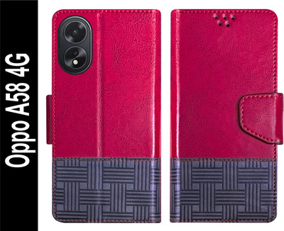 Telecase Flip Cover for Oppo A58 4G Back Cover Case with Magnatic Closure(Red, Shock Proof, Pack of: 1)