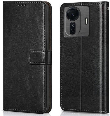 WOW Imagine Flip Cover for iQOO Z6 Pro | Vivo T1 Pro 5G Card Pockets Wallet & Stand(Black, Magnetic Case, Pack of: 1)
