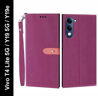 Wynhard Flip Cover for Vivo T4 Lite 5G, Vivo Y19 5G, Vivo Y19e(Pink, Grip Case, Pack of: 1)