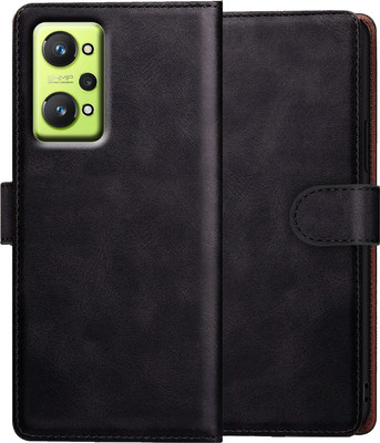 PFOAM Flip Cover for REALME GT NEO 2 |Vegan PU Leather |Foldable Stand & Pocket |Magnetic Closure(Black, Dual Protection, Pack of: 1)