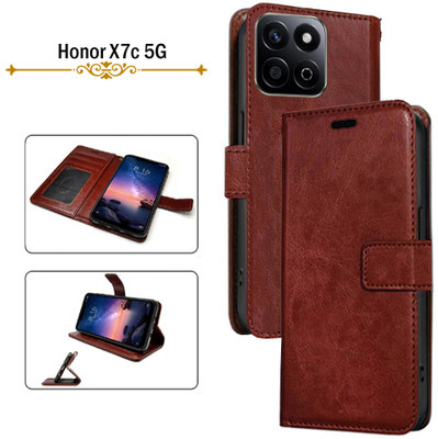 Hpa Flip Cover for Honor X7c 5G(Brown, Pack of: 1)