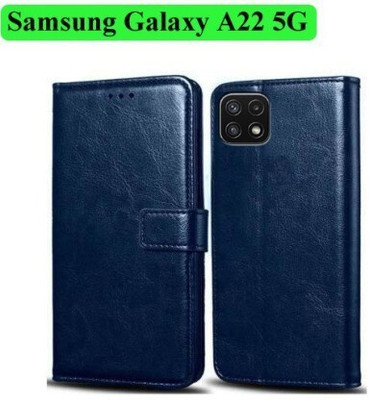 Aarov Flip Cover for Samsung Galaxy A22 5G(Blue, Dual Protection, Pack of: 1)
