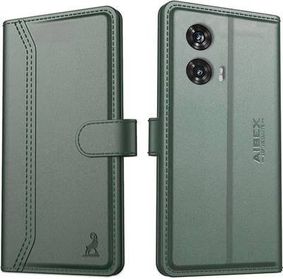 AIBEX Flip Cover for Motorola G96 5G / Motorola Edge 50 Fusion 5G|Premium Leather Finish | Magnetic Closure(Green, Magnetic Case, Pack of: 1)