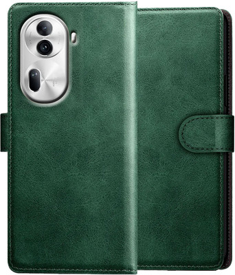 Xester Flip Cover for OPPO RENO 11 PRO 5G |Vegan PU Leather |Foldable Stand & Pocket |Magnetic Closure(Green, Dual Protection, Pack of: 1)