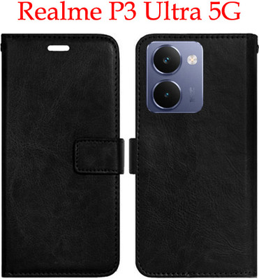 Mxkart Flip Cover for Realme P3 Ultra 5G(Black, Pack of: 1)