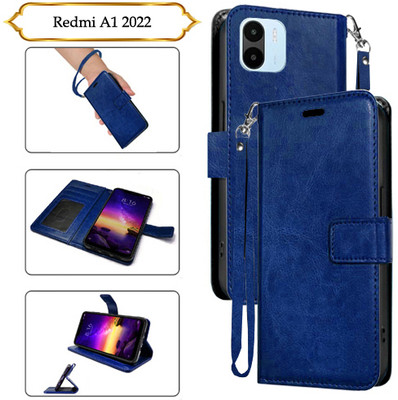 Asmart Flip Cover for Redmi A1 2022(Blue, Pack of: 1)