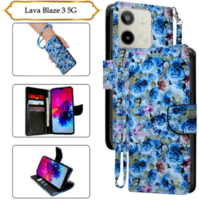 SALGO Flip Cover for Lava Blaze 3 5G(Blue, Pack of: 1)