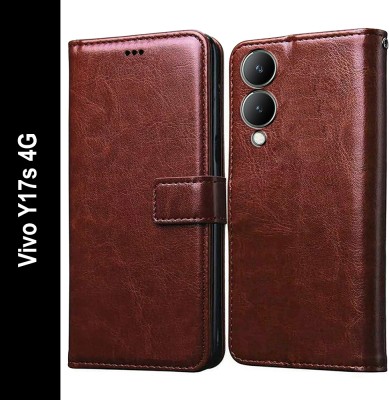 Casotec Flip Cover for Vivo Y17s 4G, Vivo Y28 5G(Brown, Pack of: 1)