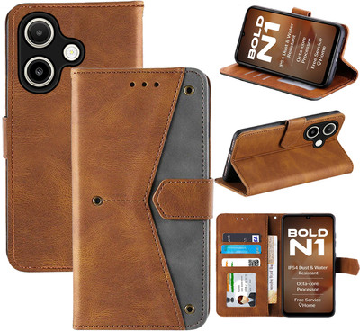 Autofocus Flip Cover for Lava Bold N1(Brown, Camera Bump Protector, Pack of: 1)