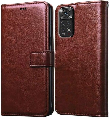 Casesily Flip Cover for Xiaomi Redmi Note 11 4G Leather Wallet Case(Brown, Cases with Holder, Pack of: 1)