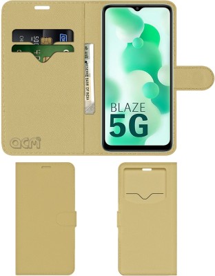 ACM Flip Cover for Lava Blaze 1x(Gold, Cases with Holder, Pack of: 1)
