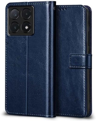 THE JUMP START STORE Flip Cover for Poco X6 Pro Vegan Leather Protective Shockproof Bumper Flip Wallet Diary Cover Case(Blue, Shock Proof, Pack of: 1)