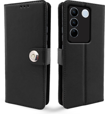 Pikkme Flip Cover for Vivo V27 5G, Vivo V27 Pro 5G(Black, Cases with Holder, Pack of: 1)