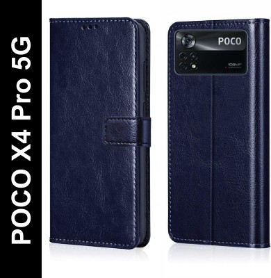 Cockcrow Flip Cover for POCO X4 Pro 5G(Blue, Shock Proof, Pack of: 1)