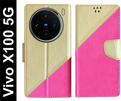 SBMS Flip Cover for Vivo X100 5G Back Cover Case with Magnatic Closure(Pink, Shock Proof, Pack of: 1)