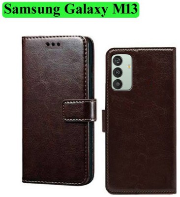 Wynhard Flip Cover for Samsung Galaxy M13(Brown, Grip Case, Pack of: 1)