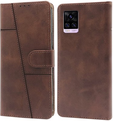 spaziogold Flip Cover for Vivo V20Pro(Premium Leather Material | Built-in Stand | Card Slots and Wallet)(Brown, Dual Protection, Pack of: 1)