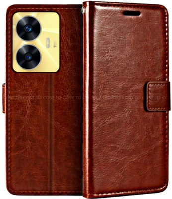 COST TO COST Flip Cover for realme C55, realme Narzo N55(Brown, Black, Shock Proof, Pack of: 1)