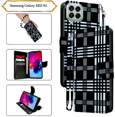 Asmart Flip Cover for Samsung Galaxy M53 5G(Black, Pack of: 1)