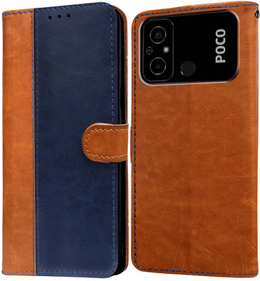 Casotec Flip Cover for Poco C55 4G, Mi Redmi 12C 4G(Blue, Pack of: 1)