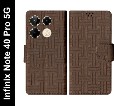 Telecase Flip Cover for Infinix Note 40 Pro 5G(Brown, Shock Proof, Pack of: 1)