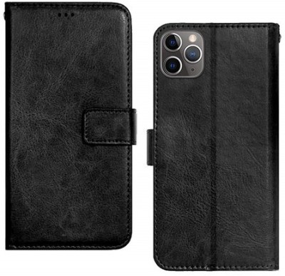 AKSP Flip Cover for Apple iphone 11 Pro Leather Finish(Black, Magnetic Case, Pack of: 1)