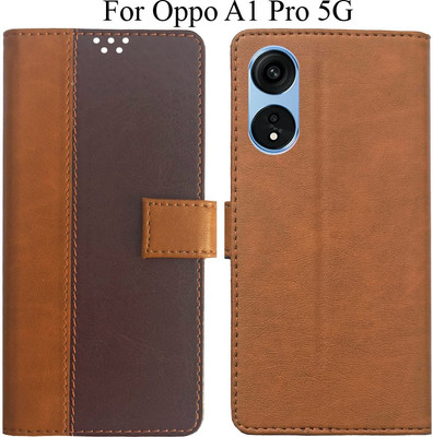 MAXSHAD Flip Cover for Oppo A1 Pro 5G(Brown, Magnetic Case)