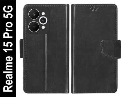SBMS Flip Cover for Realme 15 Pro 5G / Realme 15 5G Back Cover Case with Magnatic Closure(Black, Shock Proof, Pack of: 1)