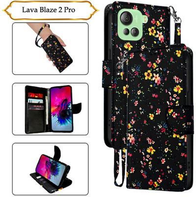 Cutemart Flip Cover for Lava Blaze 2 Pro(Black, Pack of: 1)