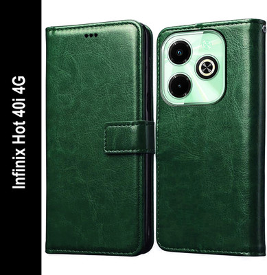 Casotec Flip Cover for Infinix Hot 40i 4G(Green, Pack of: 1)