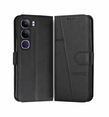 FoneShield Flip Cover for Vivo Y31 5G / Vivo Y29 5G, |Premium Leather| Built-in Stand| Card Slots & Wallet(Black, Magnetic Case, Pack of: 1)