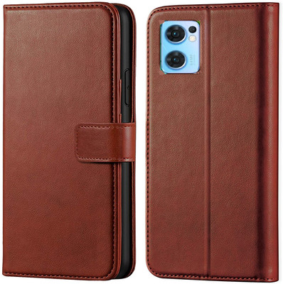 GoPerfect Flip Cover for Oppo Reno 7 5G | Flip Cover| Leather Card Slots| Pouch with Viewing Stand(Brown, Grip Case, Pack of: 1)