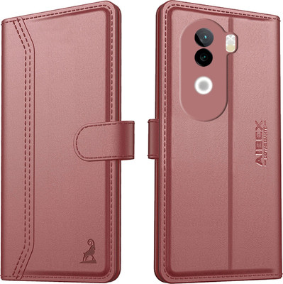 AIBEX Flip Cover for Vivo V40e 5G / iQOO Z9s 5G|Premium Leather Finish | Magnetic Closure | Kickstand Feature(Brown, Magnetic Case, Pack of: 1)