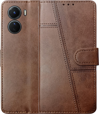 SUPER-ME Flip Cover for VIVO T2X 5G(Brown, Dual Protection, Pack of: 1)