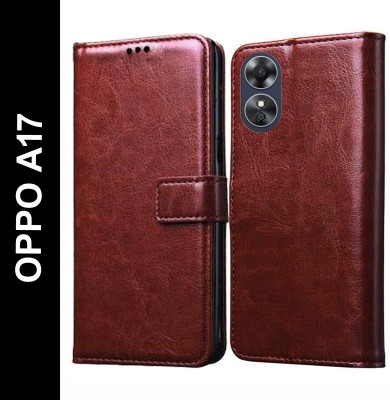 Cockcrow Flip Cover for OPPO A17(Brown, Shock Proof, Pack of: 1)