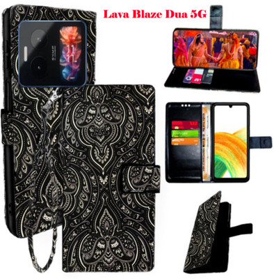 Toklot Flip Cover for Lava Blaze Dua 5G(Black, Pack of: 1)
