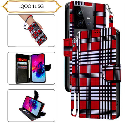 SALGO Flip Cover for iQOO 11 5G(Red, Pack of: 1)