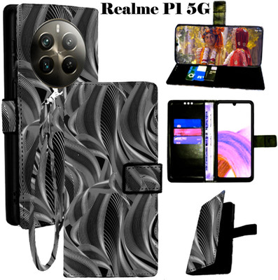 SHANNO Flip Cover for Realme P1 5G(Black, Pack of: 1)