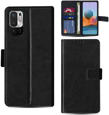 Kalua Mall Flip Cover for Redmi Note 10T 5G pouch cover | Redmi M2103K19I pouch cover | Black(Black, Magnetic Case, Pack of: 1)