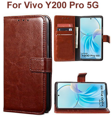 Carnage Flip Cover for Vivo Y200 Pro 5G, Vivo Y300 Plus 5G(Brown, Cases with Holder, Pack of: 1)