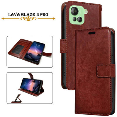 Cutemart Flip Cover for Lava Blaze 2 Pro(Brown, Pack of: 1)