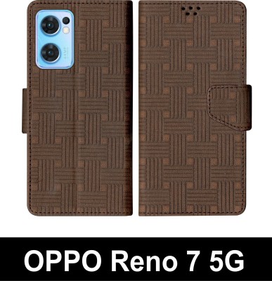 SBMS Flip Cover for OPPO Reno 7 5G(Brown, Shock Proof, Pack of: 1)